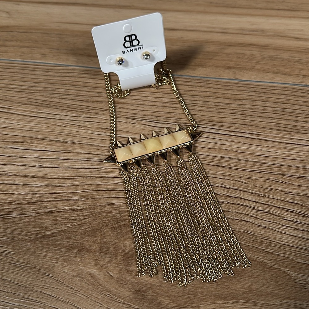 Spike Fringe Necklace And Earrings Set